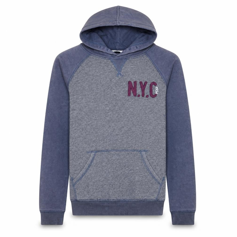 H&M Boys Blue Pullover Hoodie NYC Logo 16 Years Cotton Blend