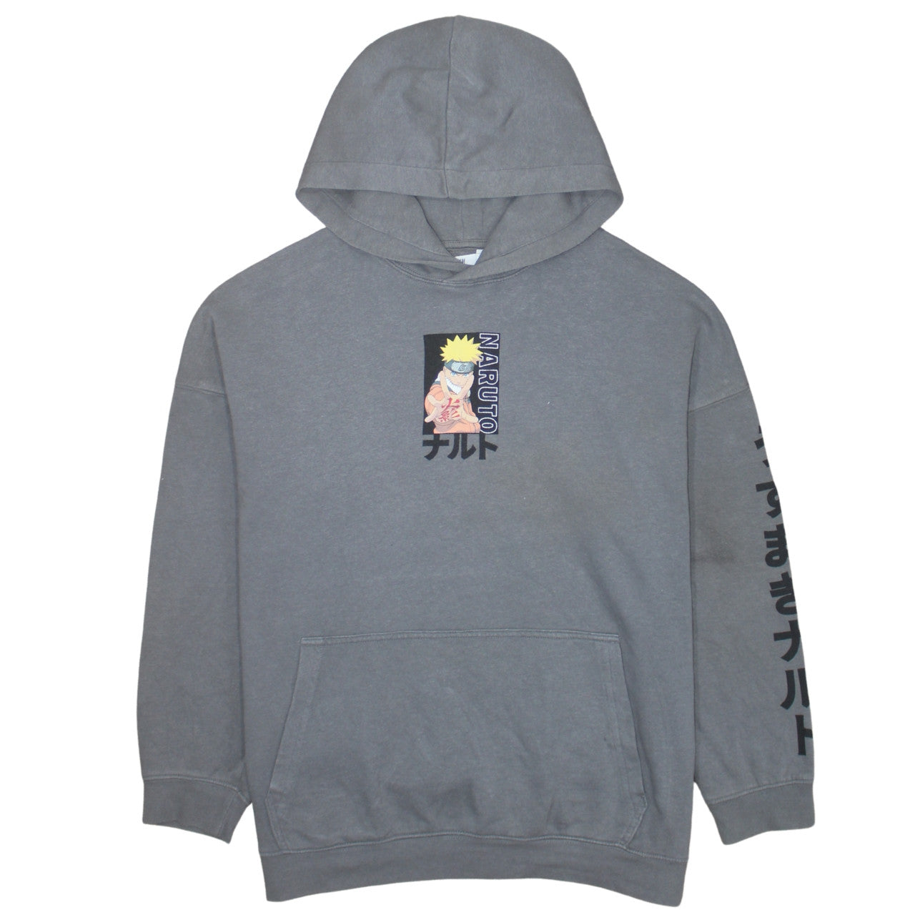 H&M Boys Grey Naruto Anime Pullover Hoodie 11-12 Years Graphic Fleece