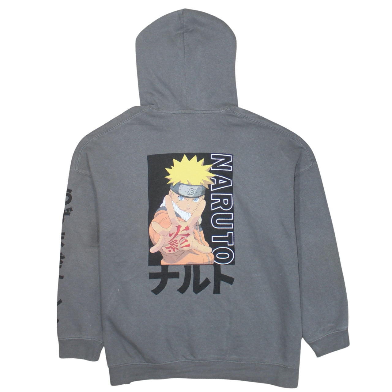 H&M Boys Grey Naruto Anime Pullover Hoodie 11-12 Years Graphic Fleece