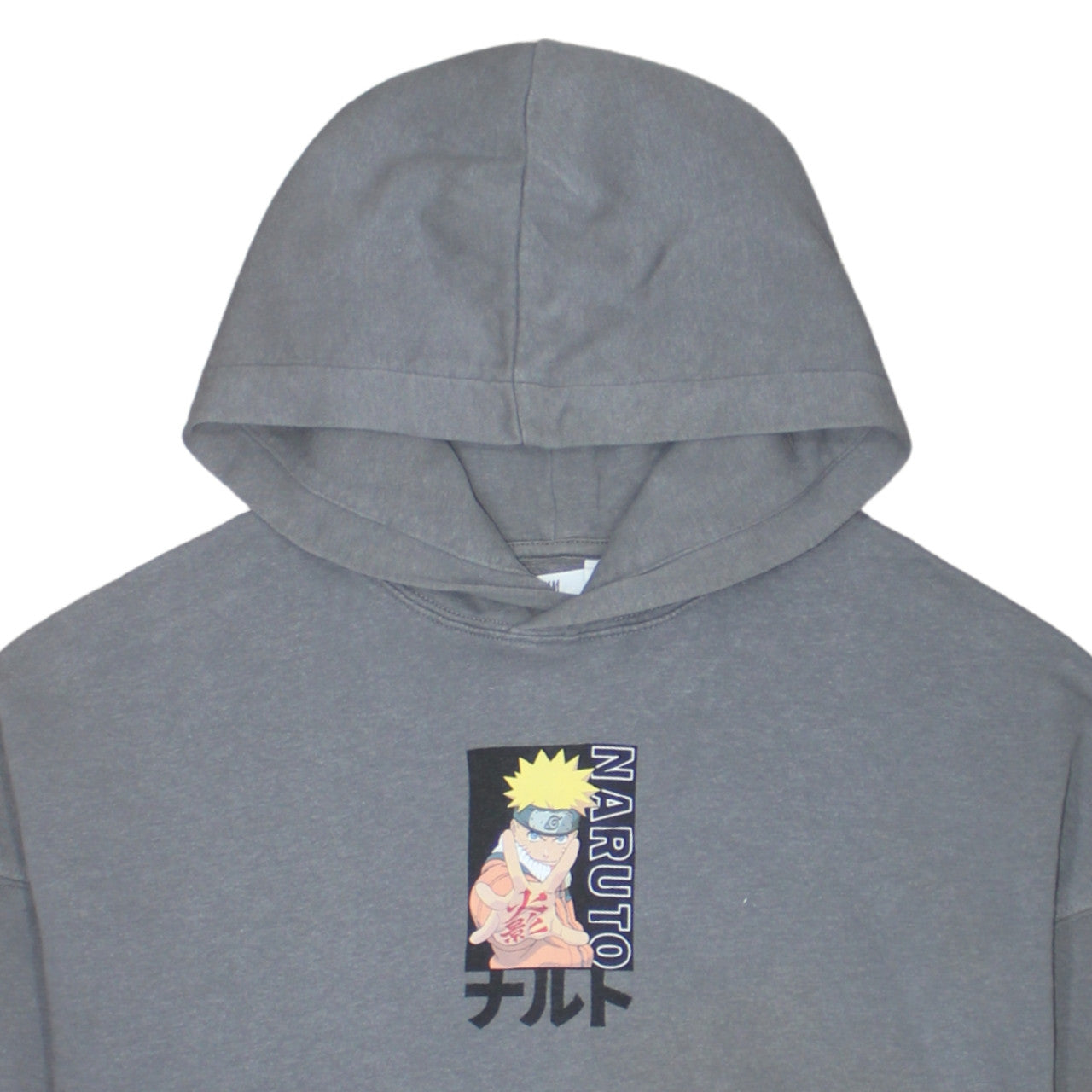 H&M Boys Grey Naruto Anime Pullover Hoodie 11-12 Years Graphic Fleece