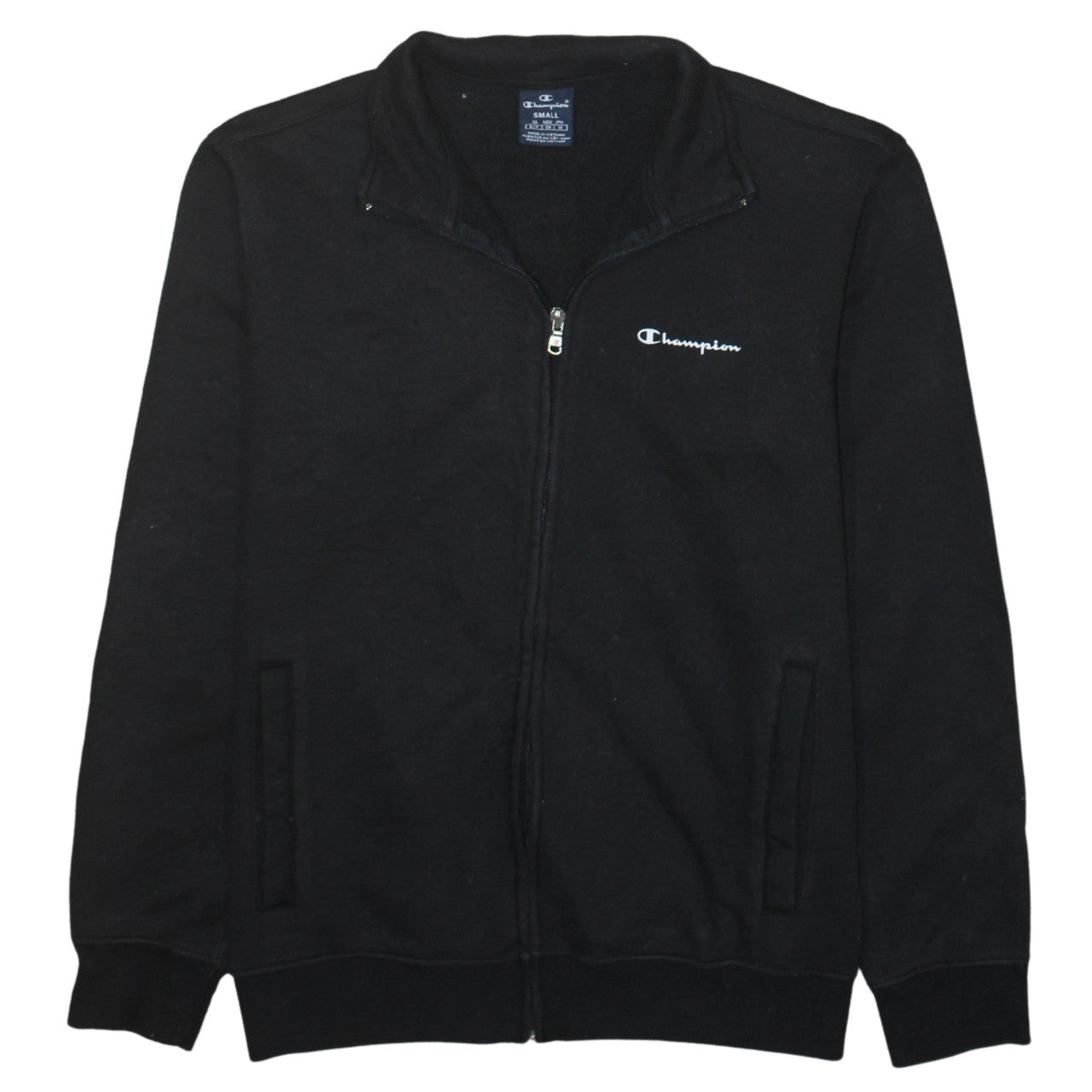 Champion Men's Black Small Track Jacket Full Zip Cotton Blend