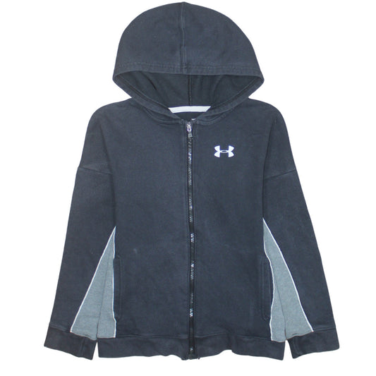 Under Armour Boys Black Full Zip Hoodie Size 10 Years Fleece ColdGear