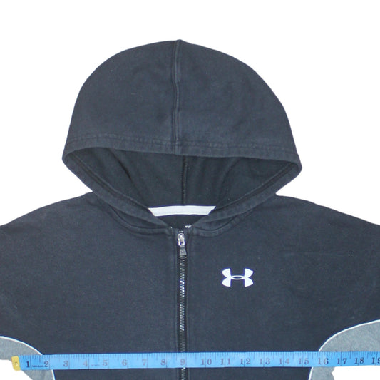 Under Armour Boys Black Full Zip Hoodie Size 10 Years Fleece ColdGear