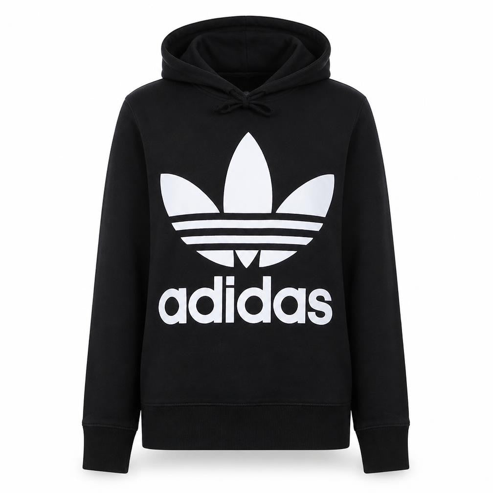 Adidas Women Black Size 12 Pullover Hoodie with Logo Print
