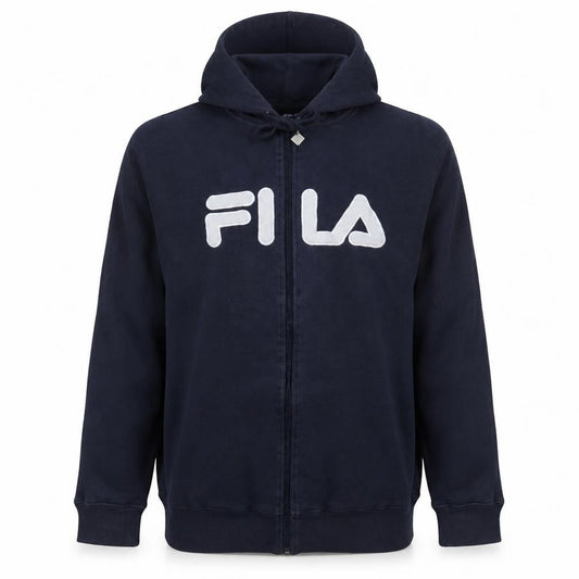 Fila Men's Blue Full Zip Hoodie L Sports Logo Fleece Sweatshirt