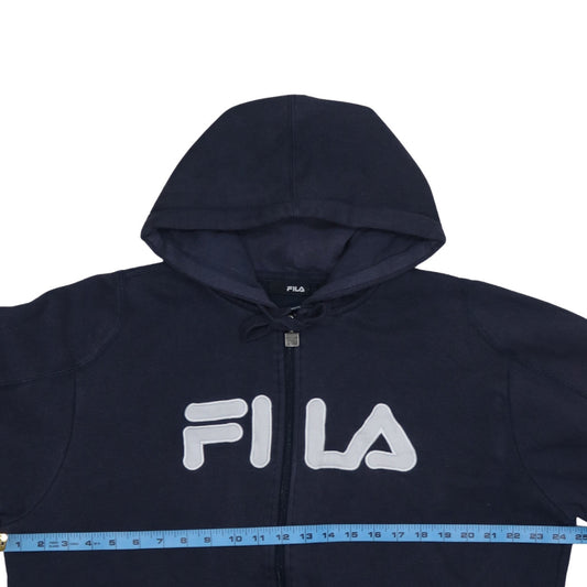 Fila Men's Blue Full Zip Hoodie L Sports Logo Fleece Sweatshirt