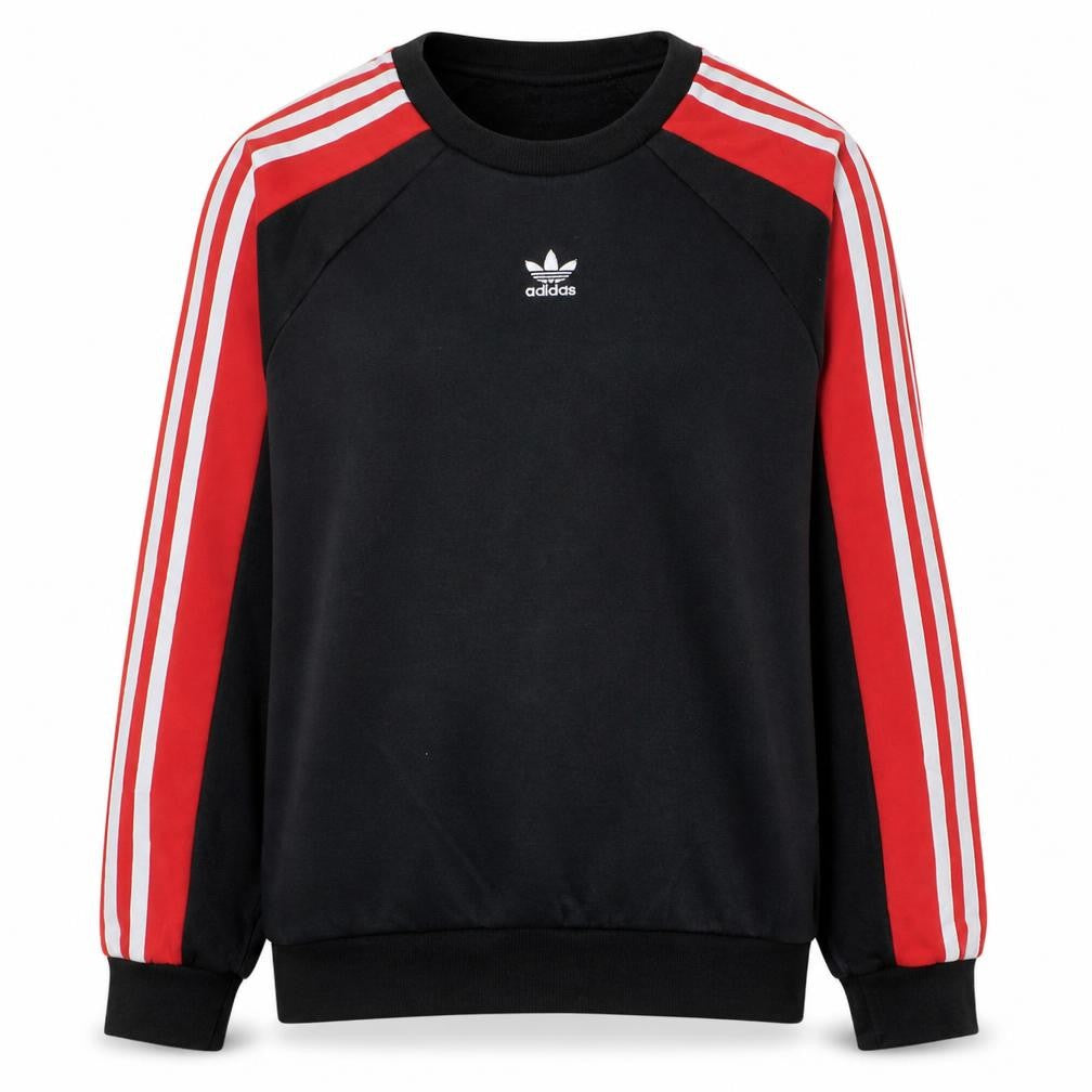 Adidas Women Black Red Crew Neck Long Sleeve Sweatshirt XS
