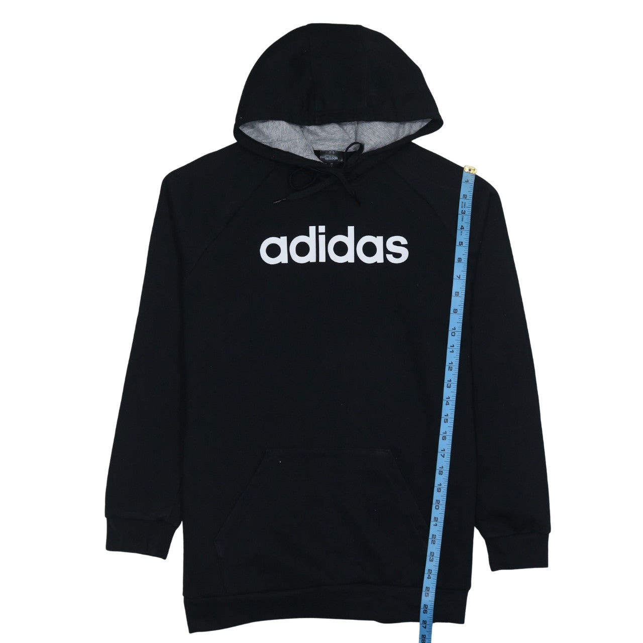 Adidas Womens Black Pullover Hoodie Size 12-14 Logo Print Cotton Blend