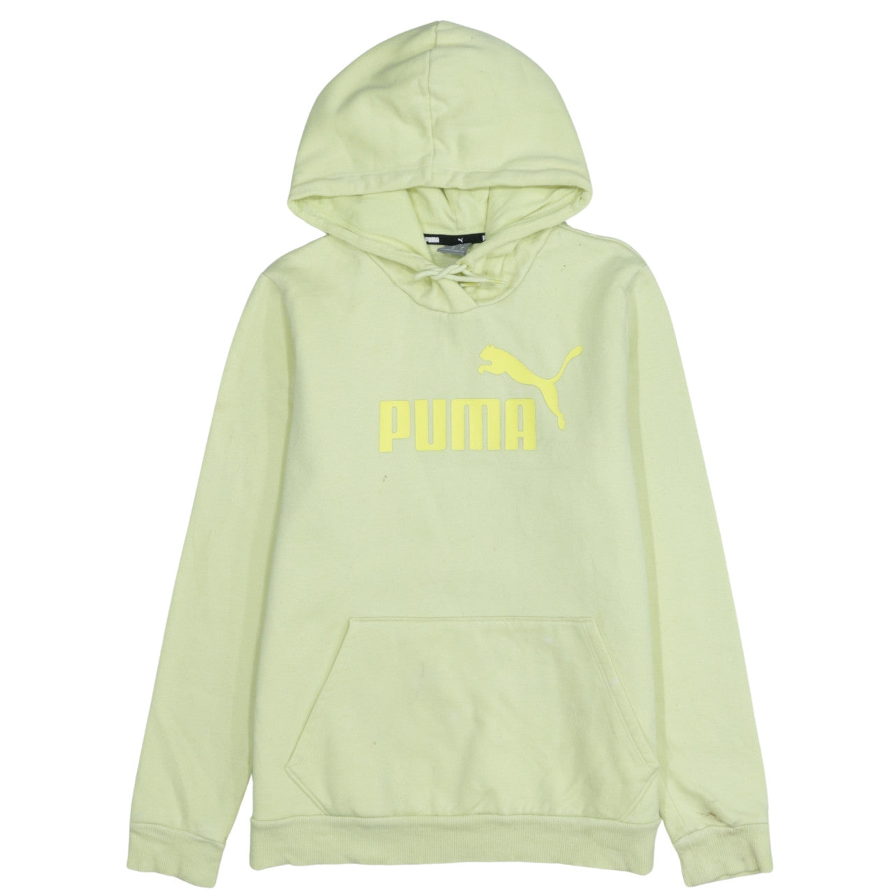 Puma Men's Yellow Pullover Hoodie M Logo Fleece Sweatshirt