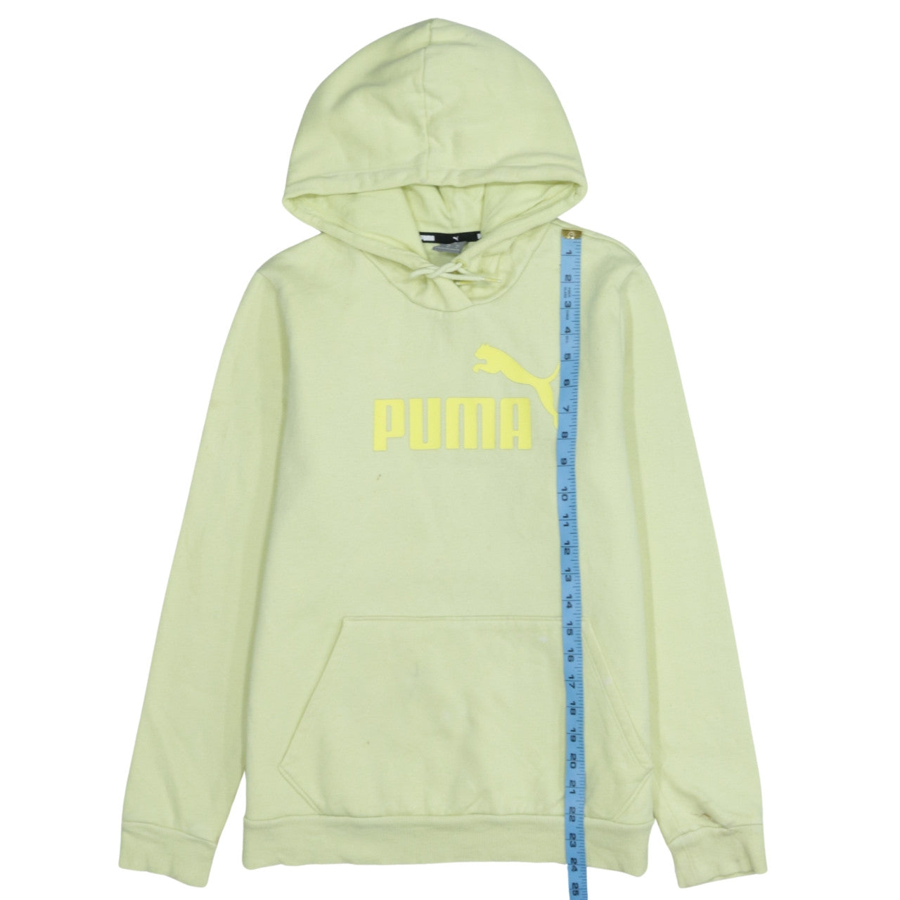 Puma Men's Yellow Pullover Hoodie M Logo Fleece Sweatshirt