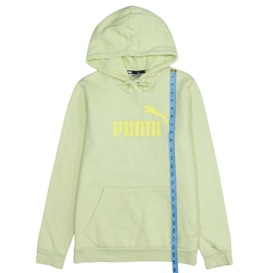 Puma Men's Yellow Pullover Hoodie M Logo Fleece Sweatshirt
