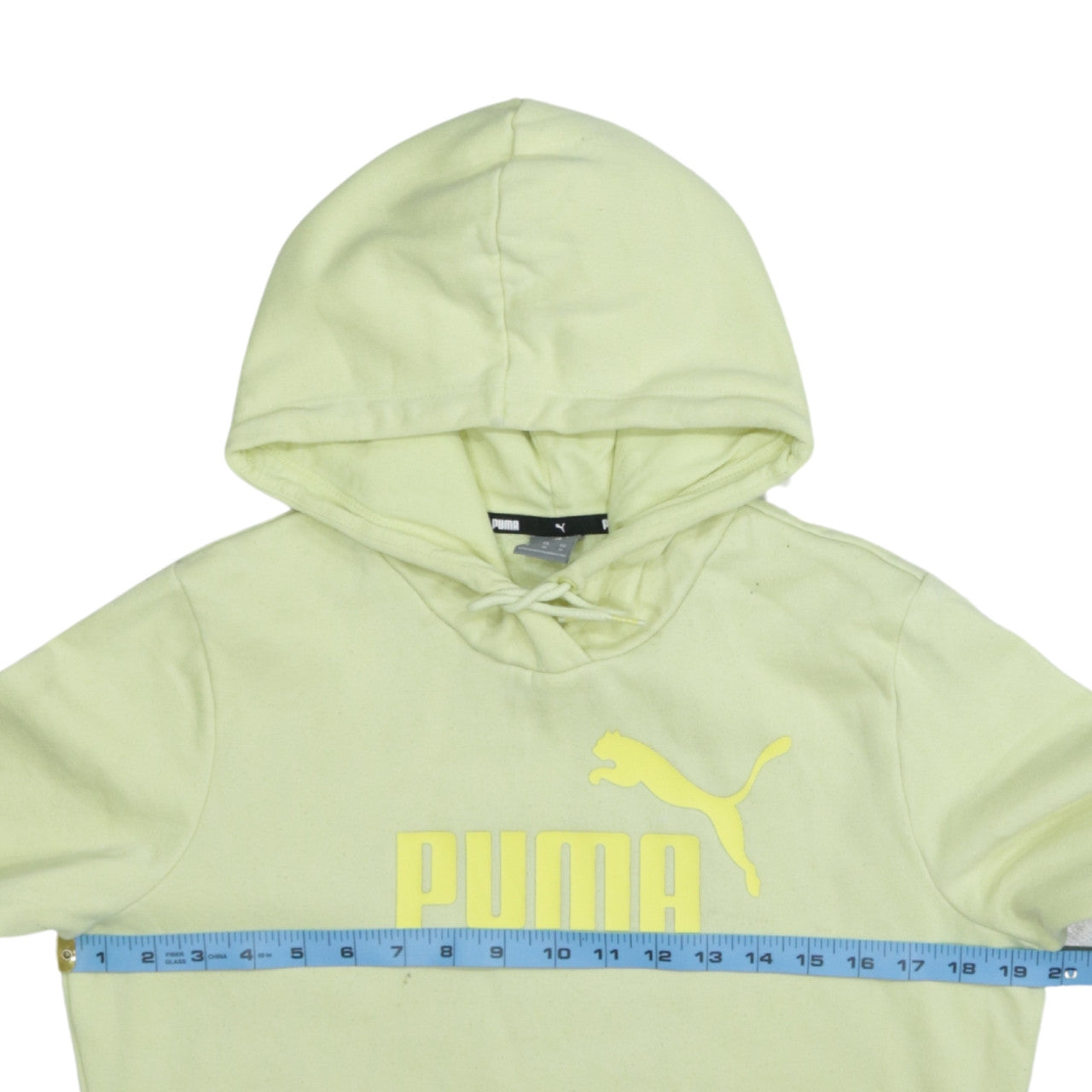 Puma Men's Yellow Pullover Hoodie M Logo Fleece Sweatshirt