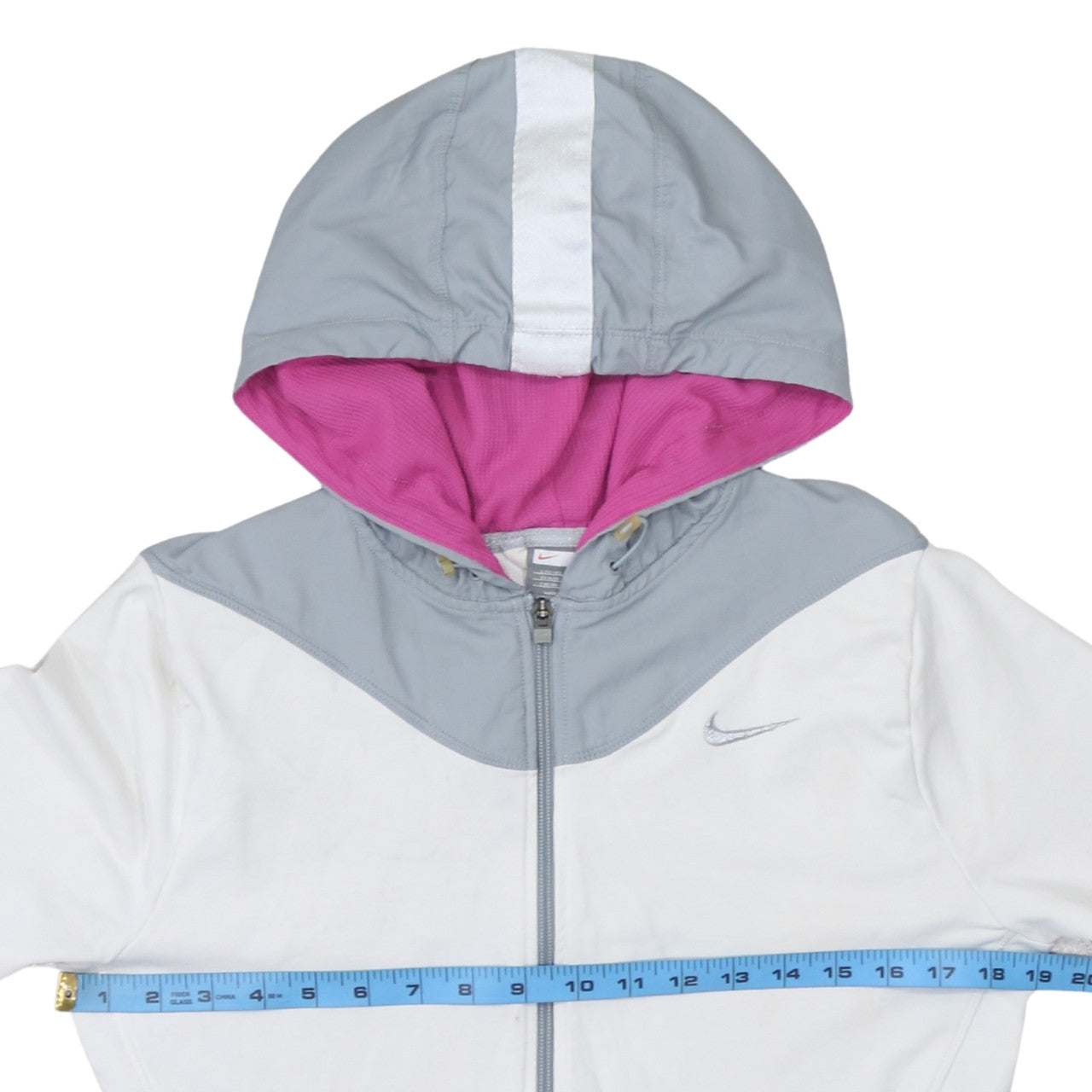 Nike Women's Grey White Full Zip Hoodie Size L 16/18 Hooded Sportswear