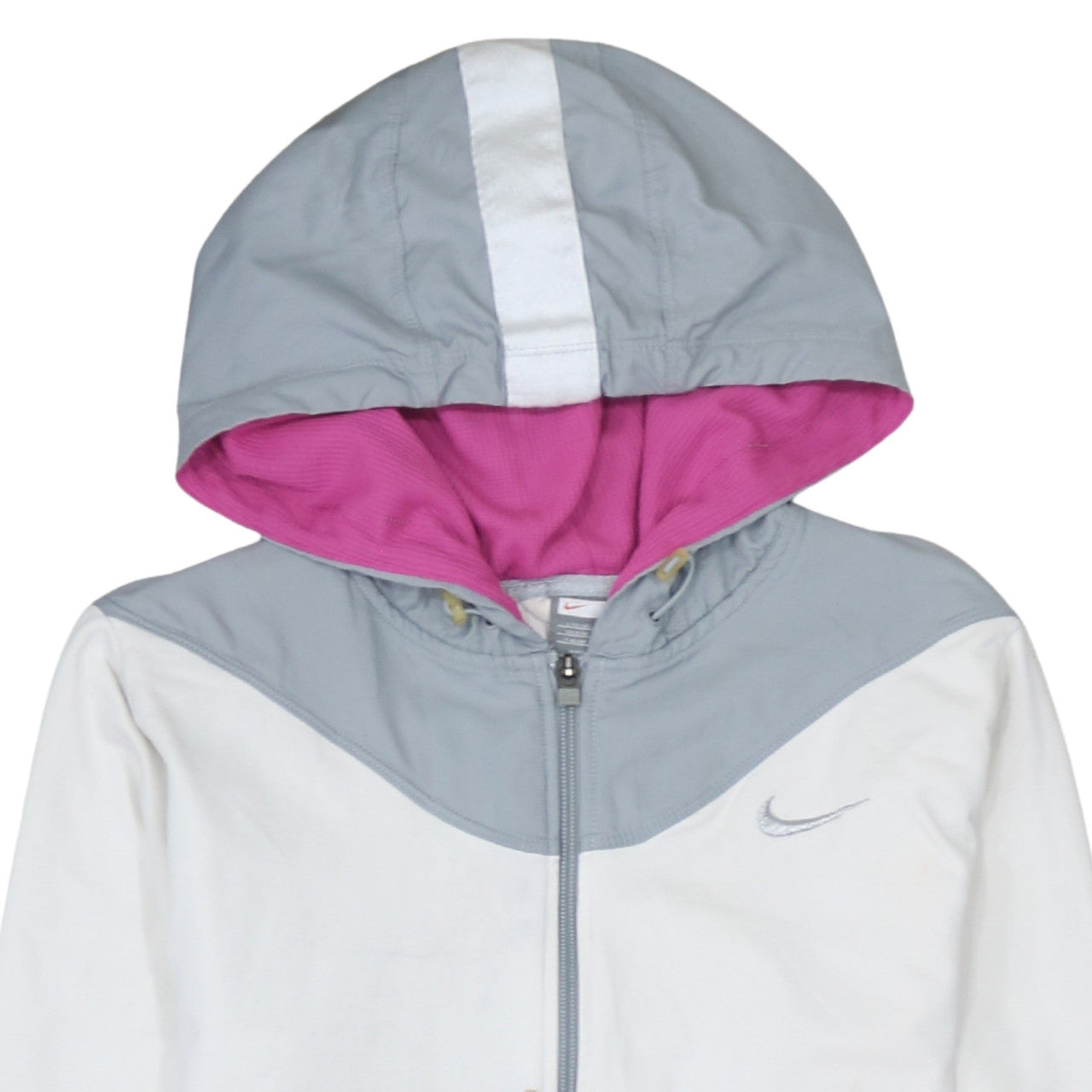 Nike Women's Grey White Full Zip Hoodie Size L 16/18 Hooded Sportswear