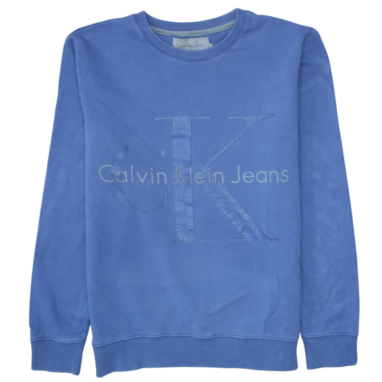 Calvin Klein Jeans Men's Blue Logo Pullover Sweatshirt L