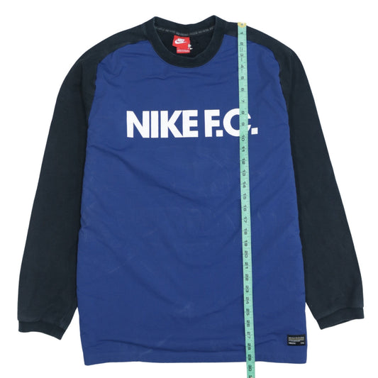 Nike F.C. Mens Blue Pullover Sweatshirt L Crew Neck Long Sleeve