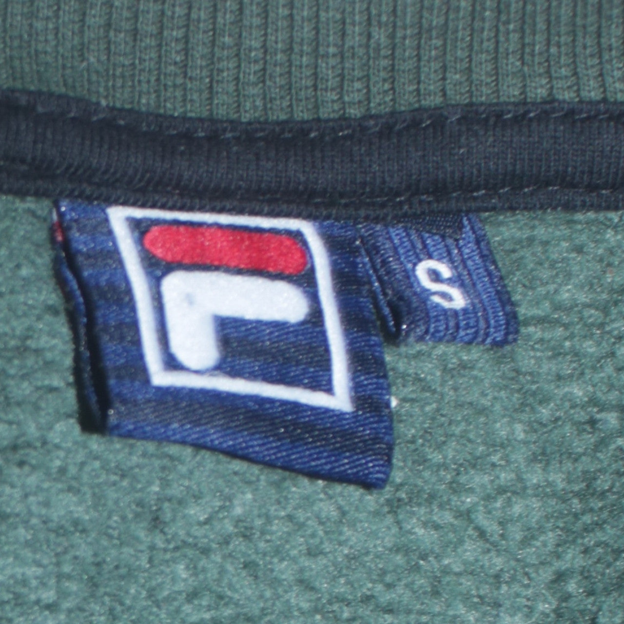 Fila Mens Green Black White Colourblock Logo Sweatshirt Size S