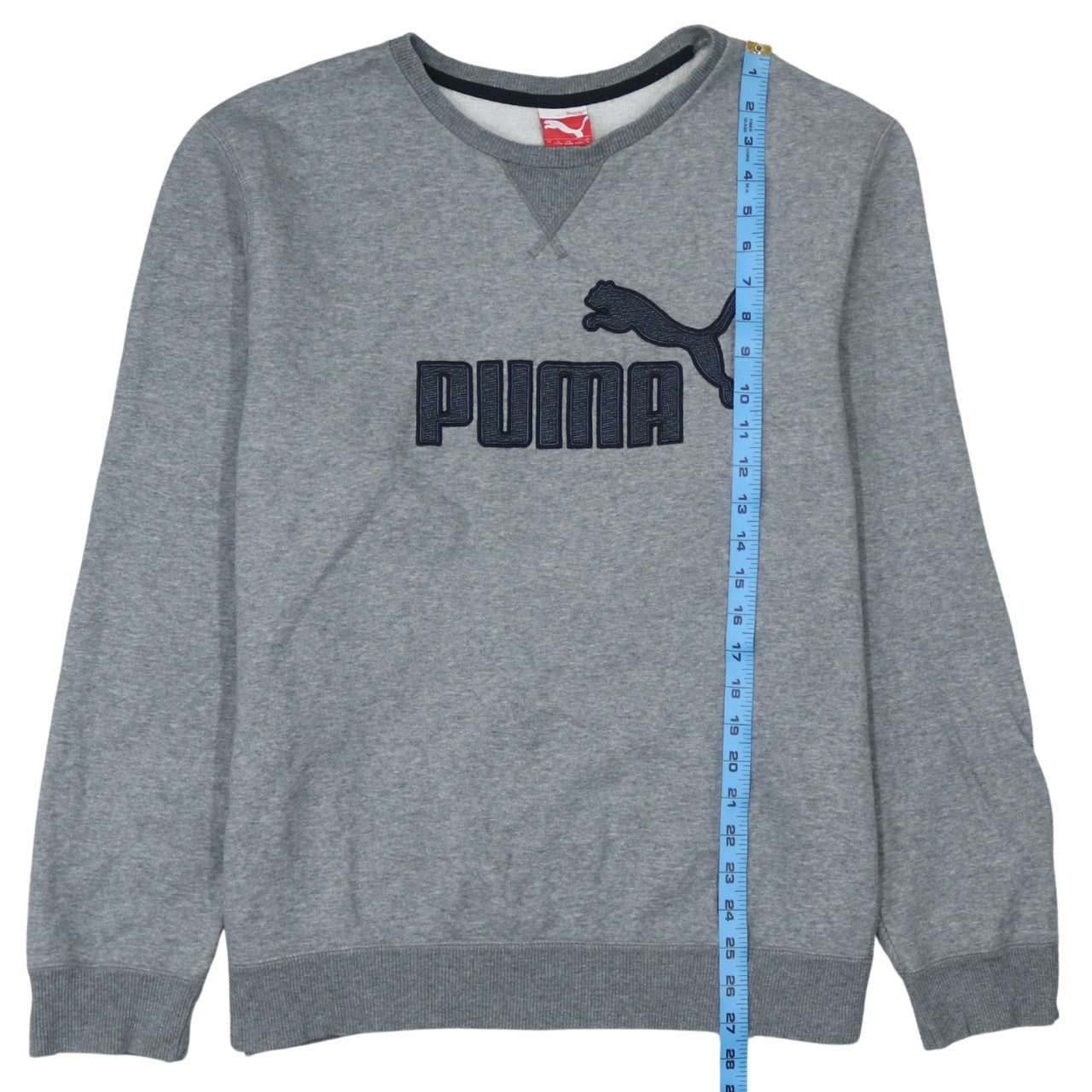 Puma Mens Grey L Crew Neck Pullover Sweatshirt Embroidered Logo