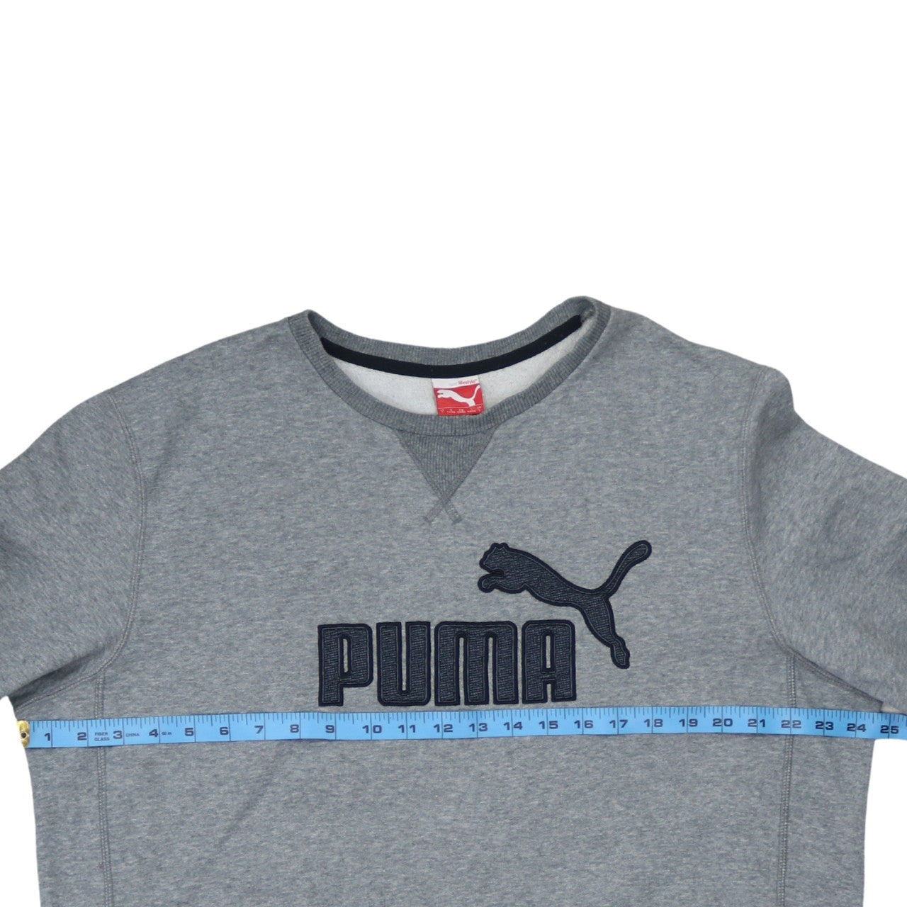 Puma Mens Grey L Crew Neck Pullover Sweatshirt Embroidered Logo