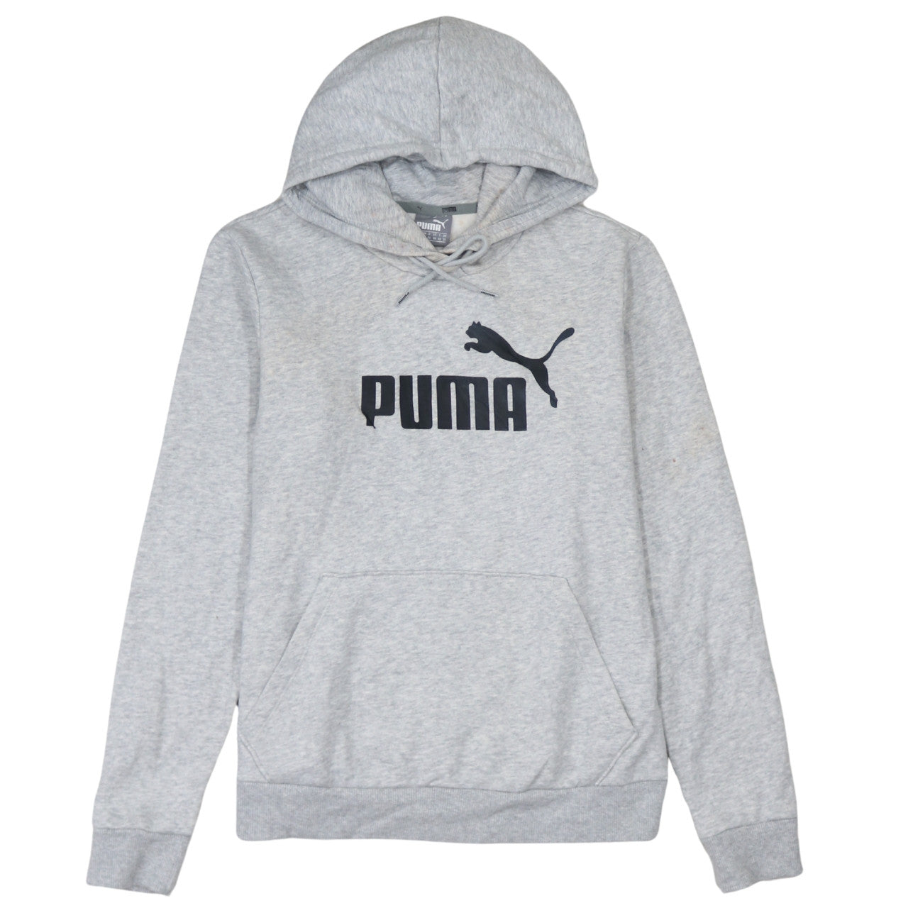Puma Women Grey Logo Pullover Hoodie Size 14 Cotton Blend