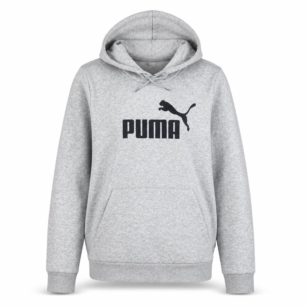 Puma Women Grey Logo Pullover Hoodie Size 14 Cotton Blend