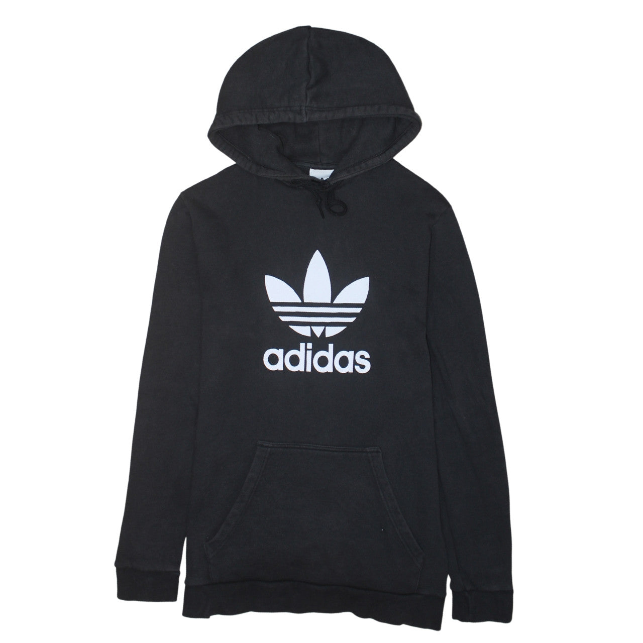 Adidas Mens Black Pullover Hoodie Medium Logo Fleece Sweatshirt