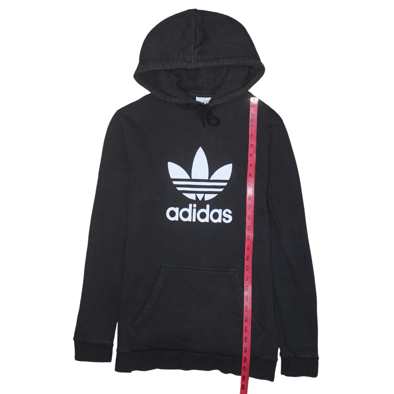 Adidas Mens Black Pullover Hoodie Medium Logo Fleece Sweatshirt