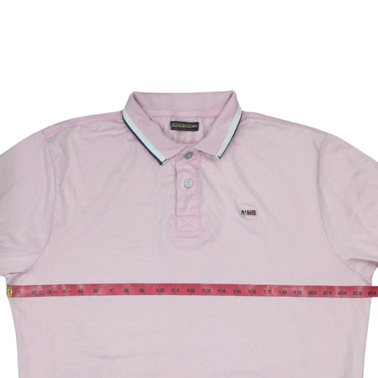 Napapijri Men Pink Short Sleeve Cotton Polo Shirt Size L