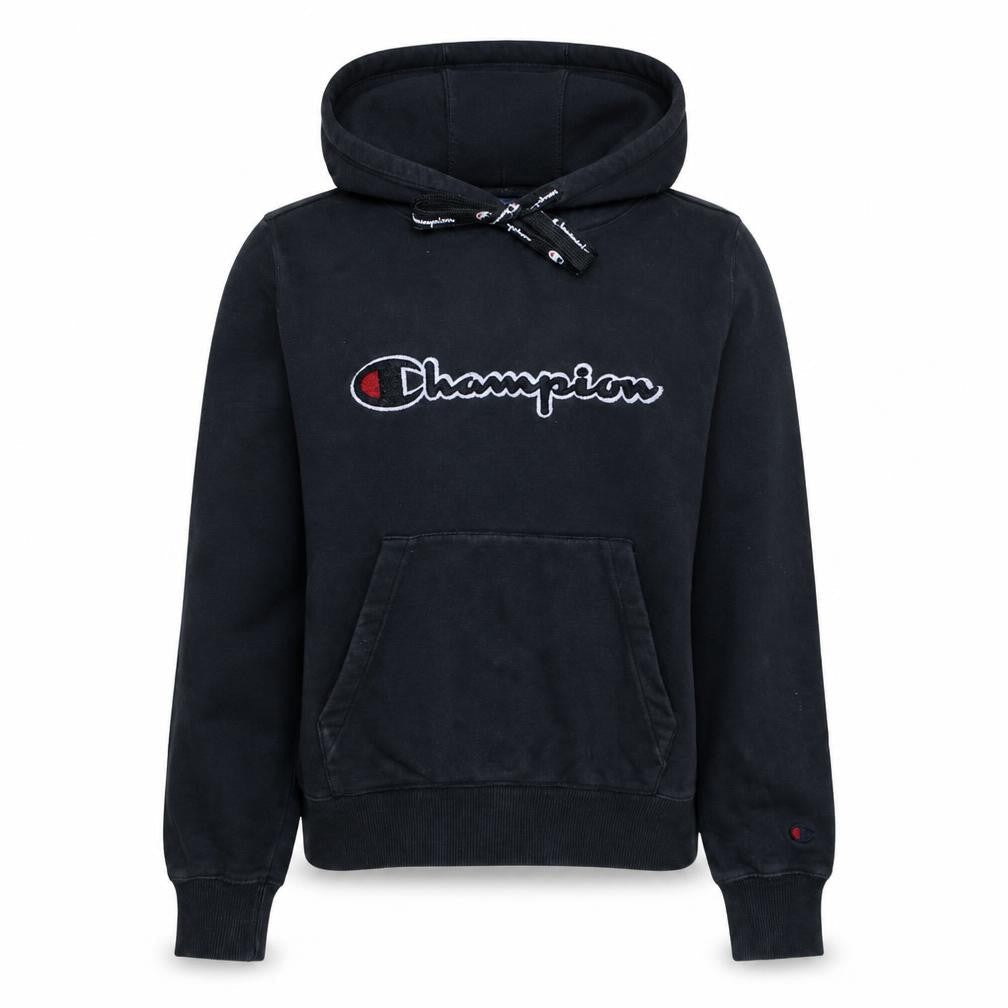 Champion Womens Black XS Pullover Hoodie Cotton Logo Hooded Sweatshirt