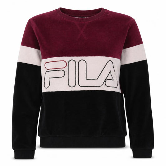 Fila Womens Burgundy Colourblock Velour Sweatshirt Size 6 XXS