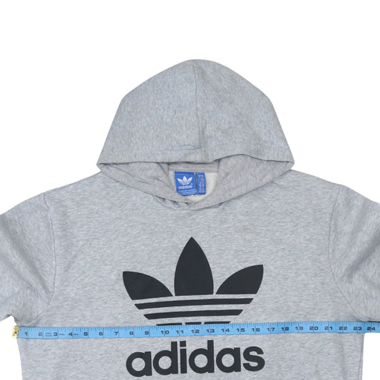 Adidas Mens Grey XL Pullover Hoodie with Logo Graphic Print