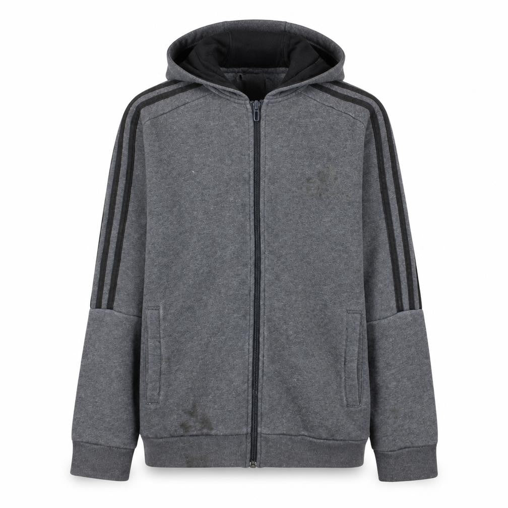 Adidas Boys Grey Full Zip Hoodie 13-14 Years Regular Fit Sportswear