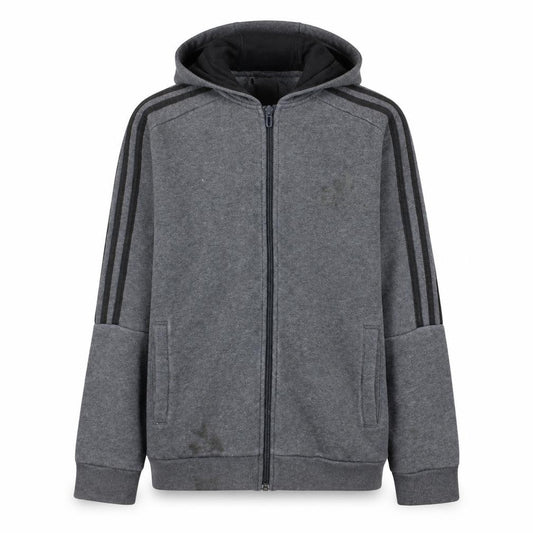 Adidas Boys Grey Full Zip Hoodie 13-14 Years Regular Fit Sportswear