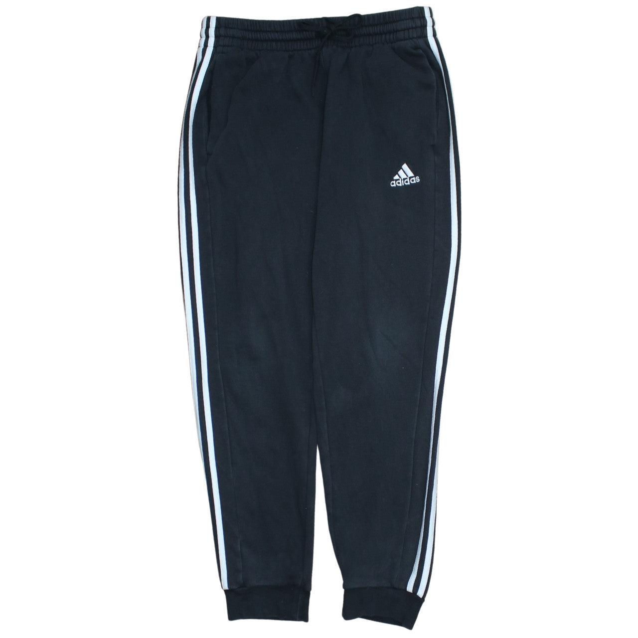adidas Men's Black L Jogger Sweatpants with White Stripes