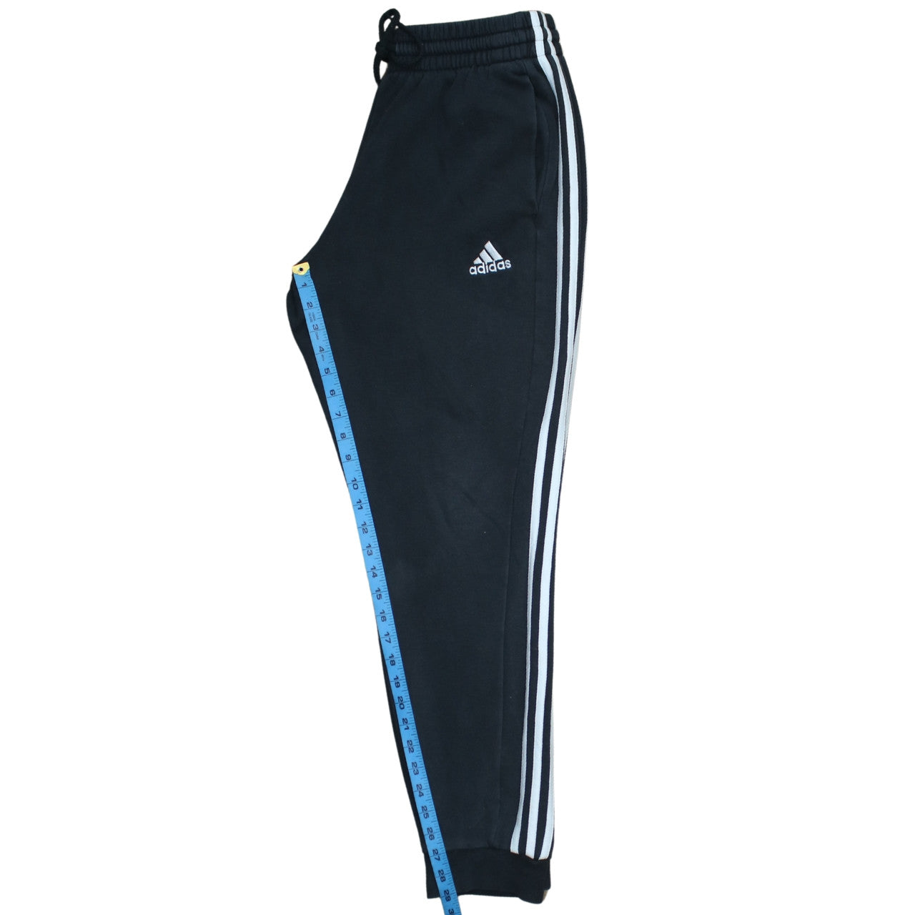 adidas Men's Black L Jogger Sweatpants with White Stripes