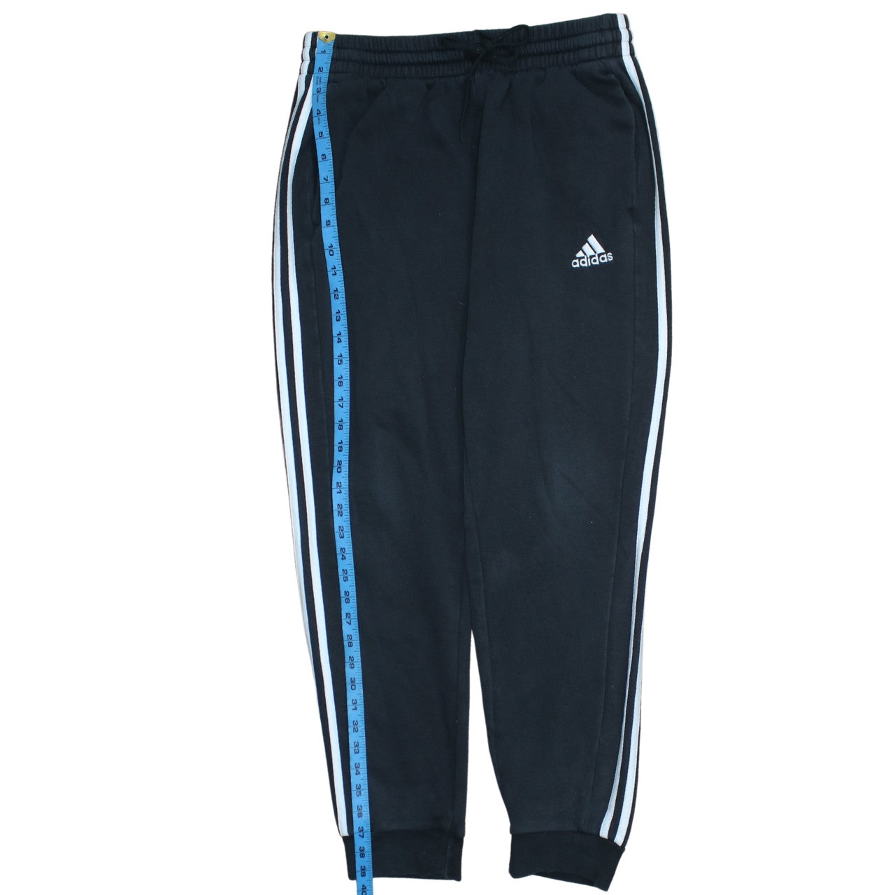 adidas Men's Black L Jogger Sweatpants with White Stripes