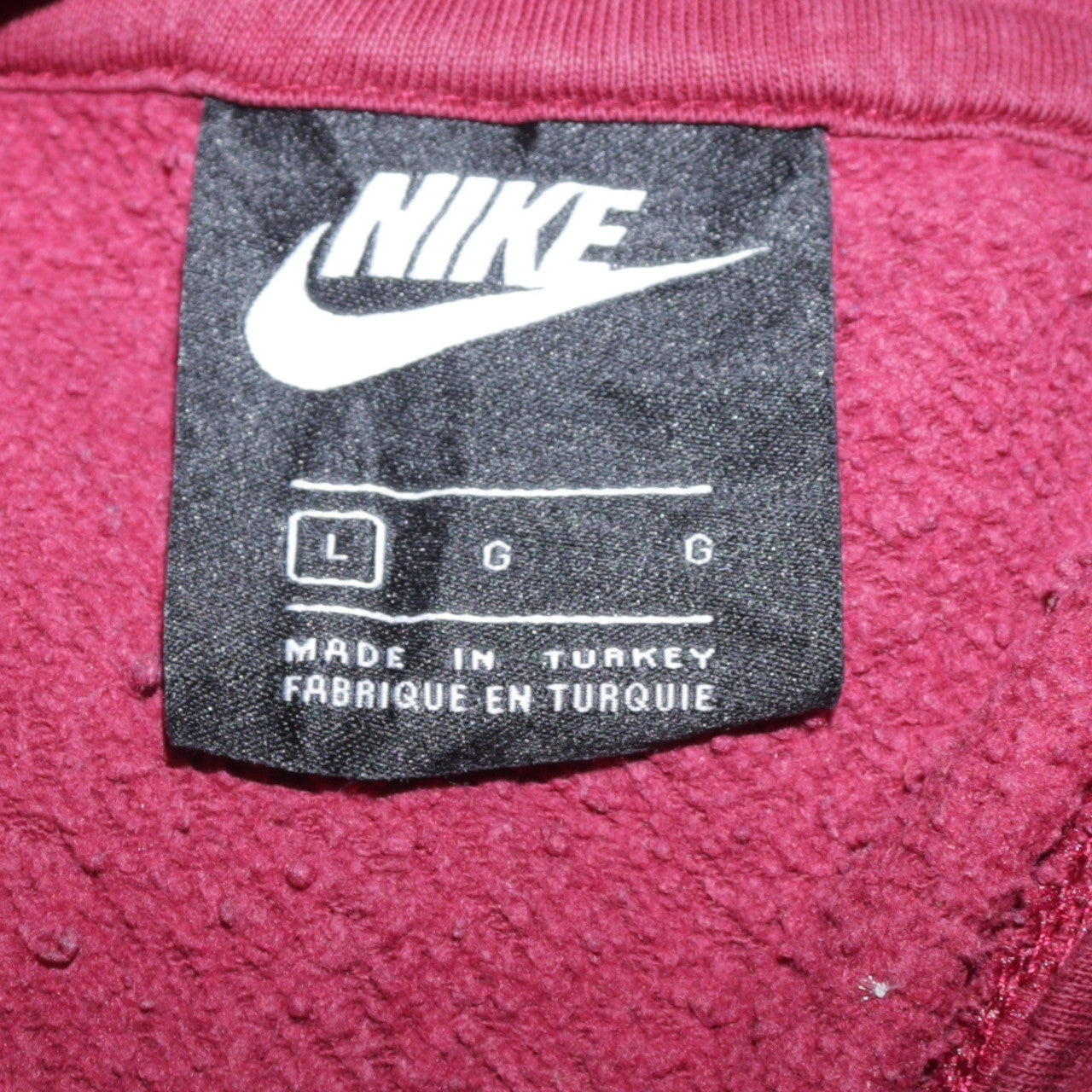 Nike Men's Burgundy Hoodie L Logo Tape Pullover Cotton Sweatshirt