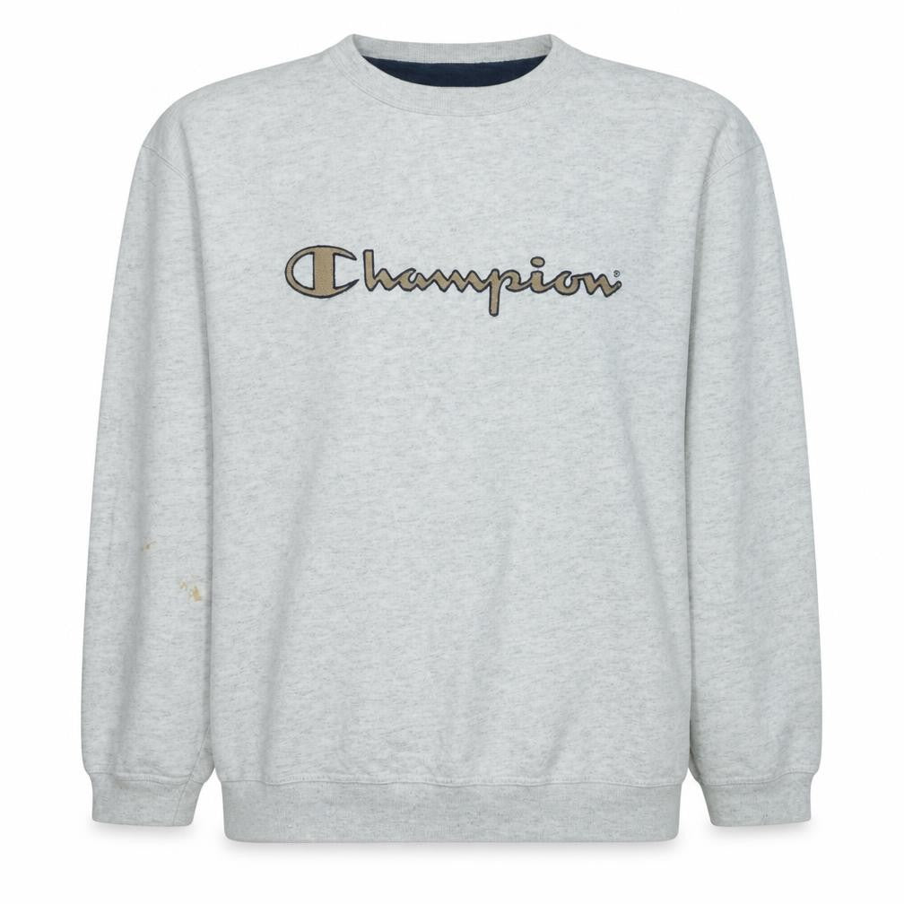 Champion Men's Grey Logo Pullover Sweatshirt Size L Regular Fit