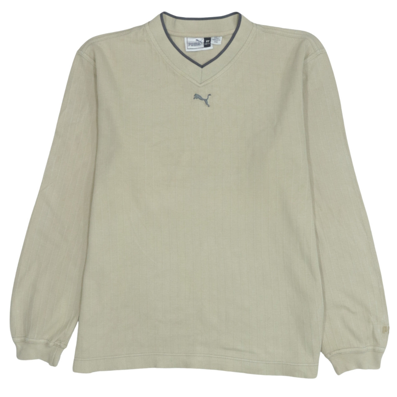 Puma Mens Beige V-Neck Pullover Sweatshirt XS Lightweight Cotton