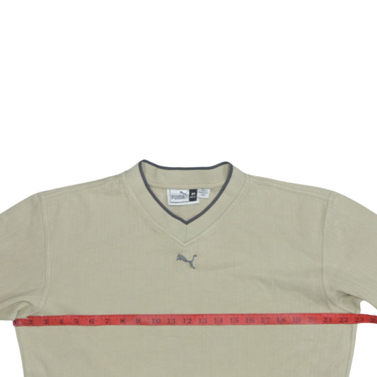 Puma Mens Beige V-Neck Pullover Sweatshirt XS Lightweight Cotton