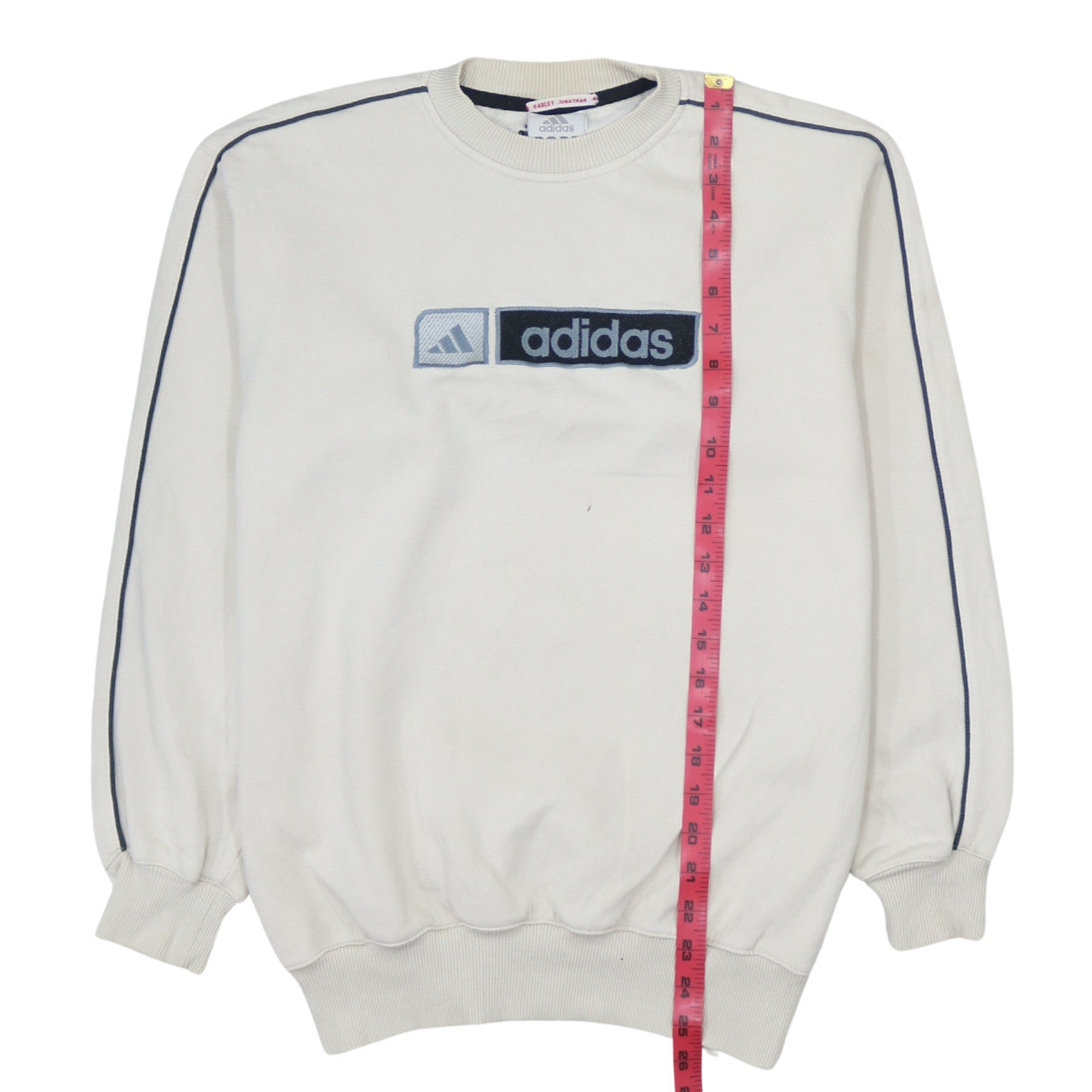 Adidas Teens White Pullover Sweatshirt 164 Logo Crew Neck Fleece