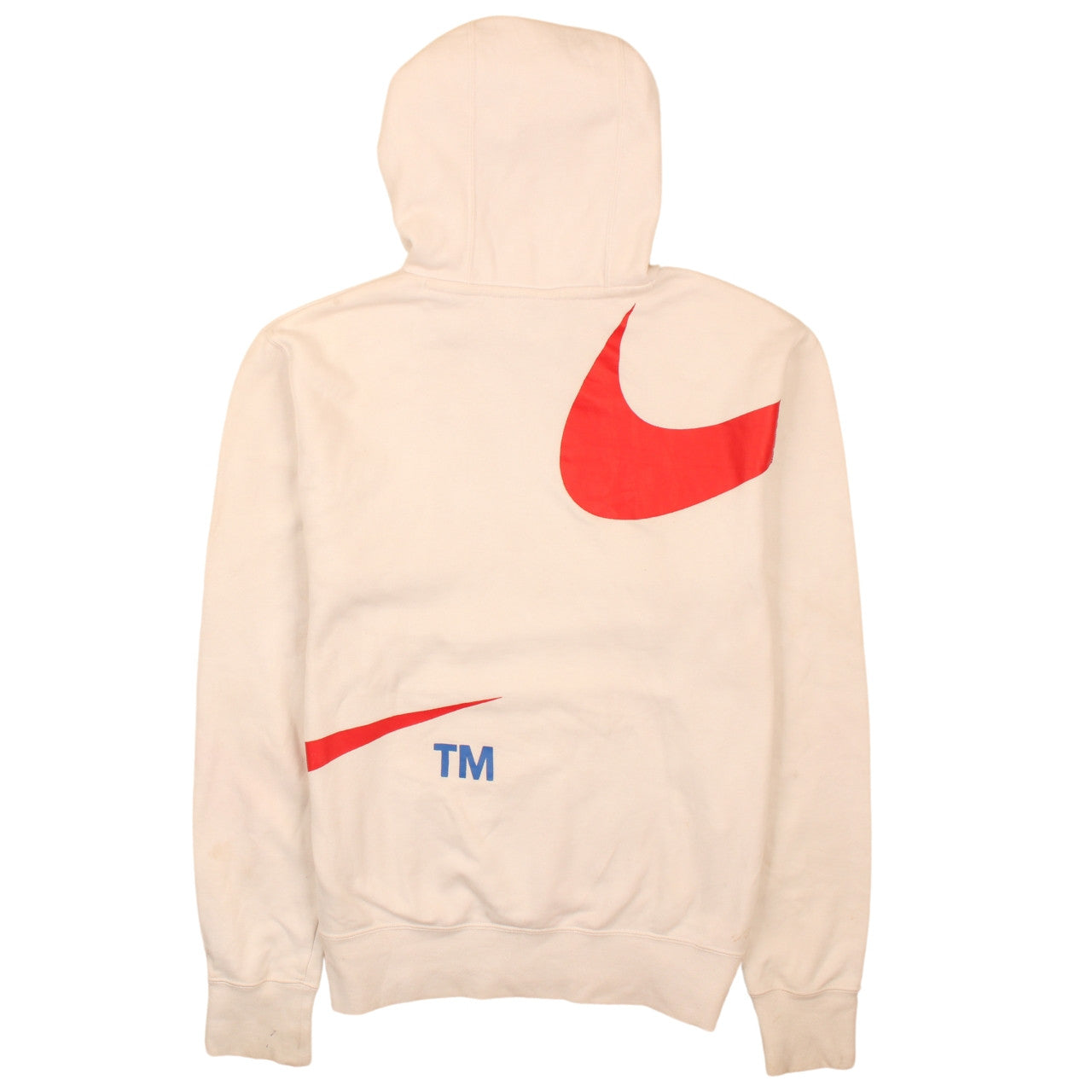 Nike Mens White S Pullover Fleece Hoodie with Logo Print