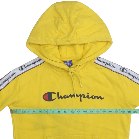Champion Mens Yellow XS Pullover Hoodie with Logo Tape Detail
