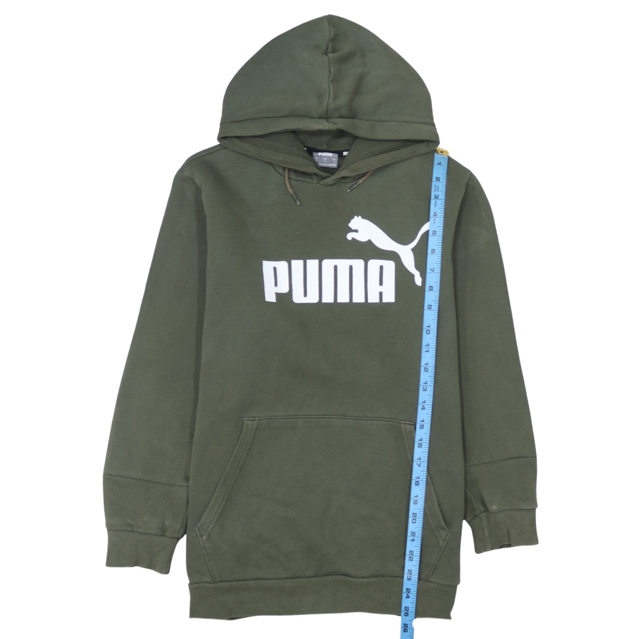 Puma Men's Green Hoodie Small Pullover Logo Sweatshirt