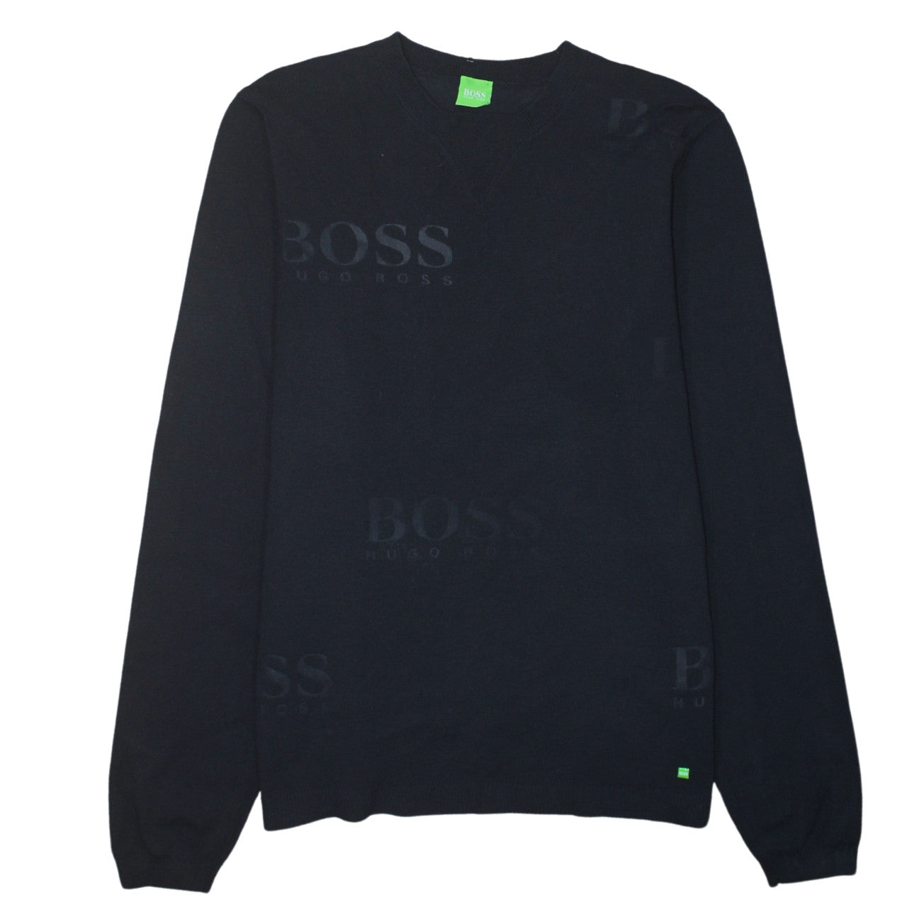 Hugo Boss Men's Black V-Neck Cotton Pullover Jumper Size L