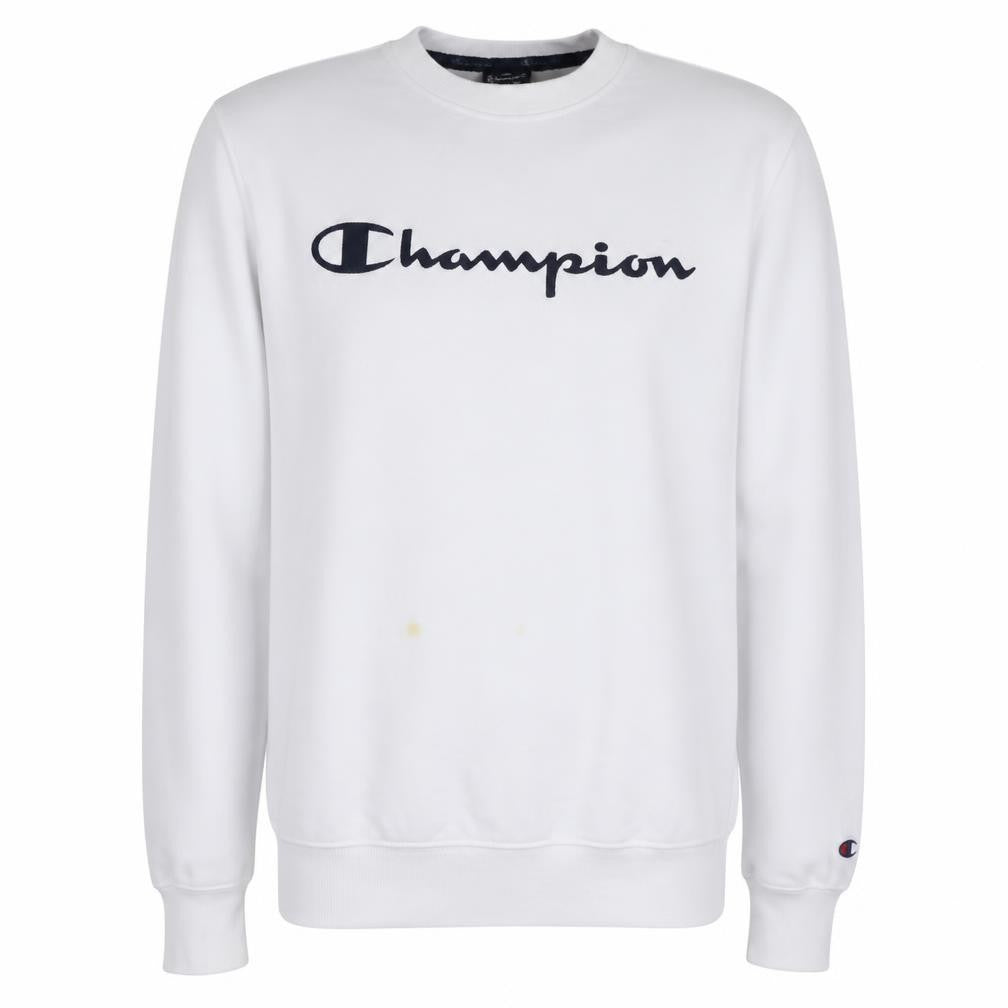 Champion Men's White Medium Crew Neck Logo Sweatshirt