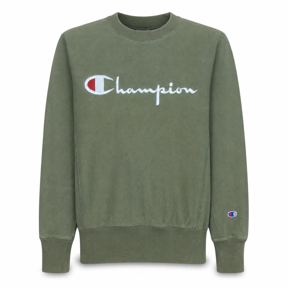 Champion Men's Green Small Reverse Weave Pullover Sweatshirt