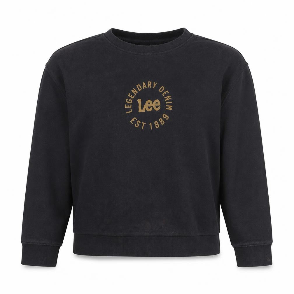 Lee Women Black Cotton Relaxed Fit Pullover Sweatshirt L