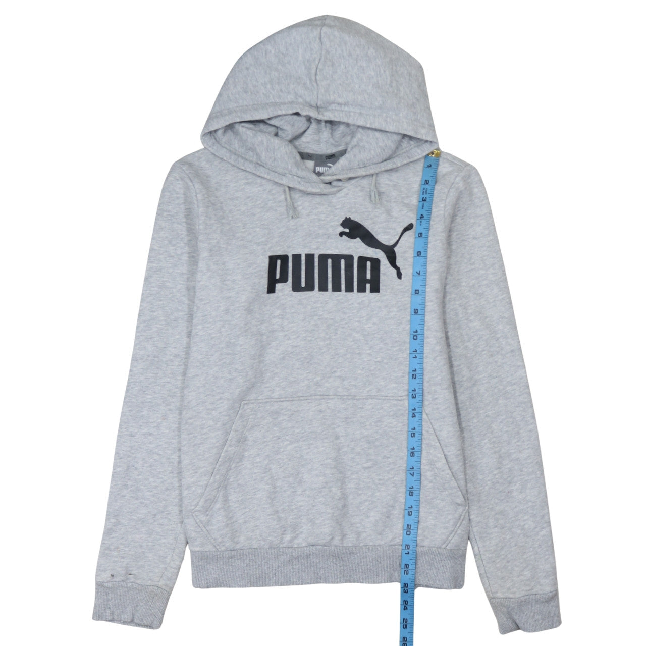 Puma Womens Grey Hoodie Size 14 Pullover Logo Hooded Sweatshirt