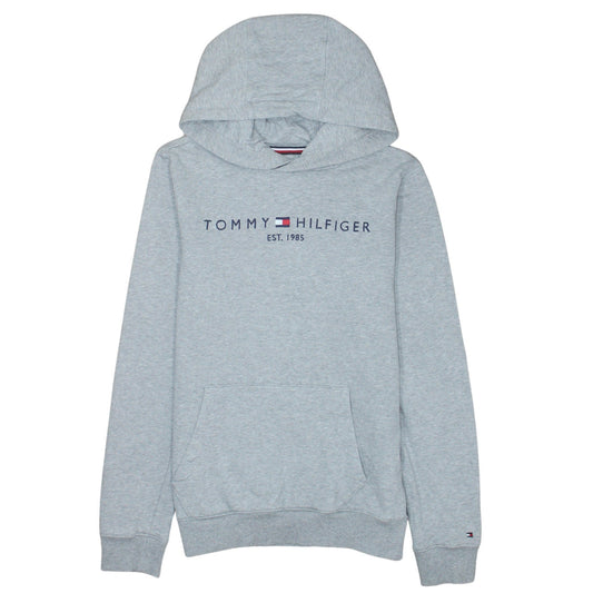 Tommy Hilfiger Boys Grey Pullover Hoodie Size 164 Logo Sweatshirt